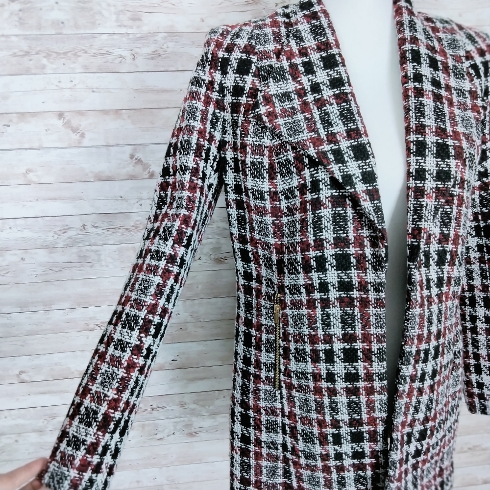 Calvin Klein Tweed Suit Jacket Open Front - Picture 2 of 8